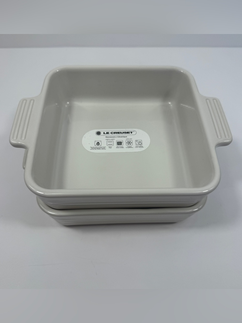 Le Creuset (Set of 2) 14cm Square Dish Meringue Cream Ombré Baker Stoneware